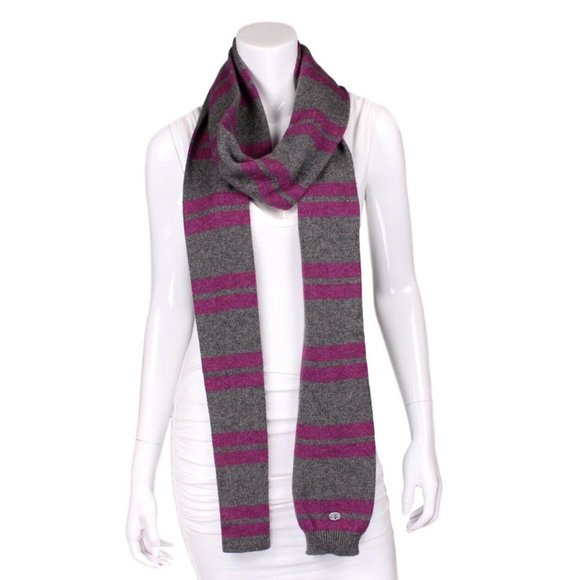 Stripe Cashmere Tube Knit Scarf Stole - Picture 2 of 6
